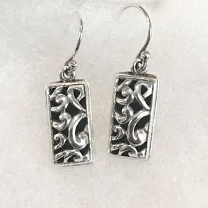 BARSE Scroll Filigree Sterling Silver 925 Drop Dangle Earrings